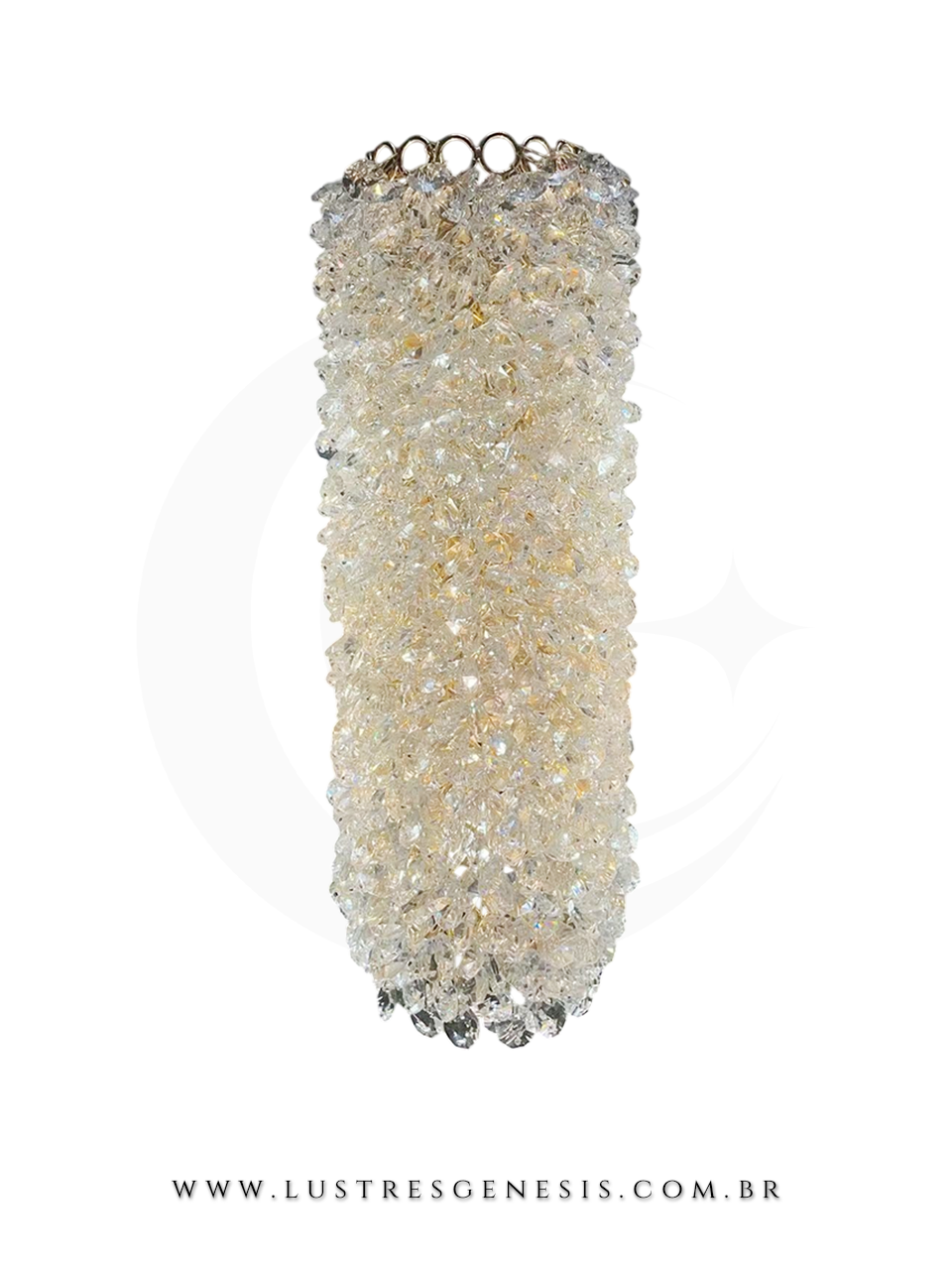 Arandela Led Cristal Dourado Retangular 12x30cm, Sala de Estar, Quarto, Banheiro, Cabeceira, Espelho do Banheiro, Suite Master, Hall